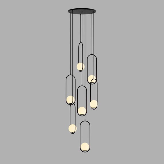 Smoke Gray Globe Glass Pendant Light: Nordic Stairwell Lighting