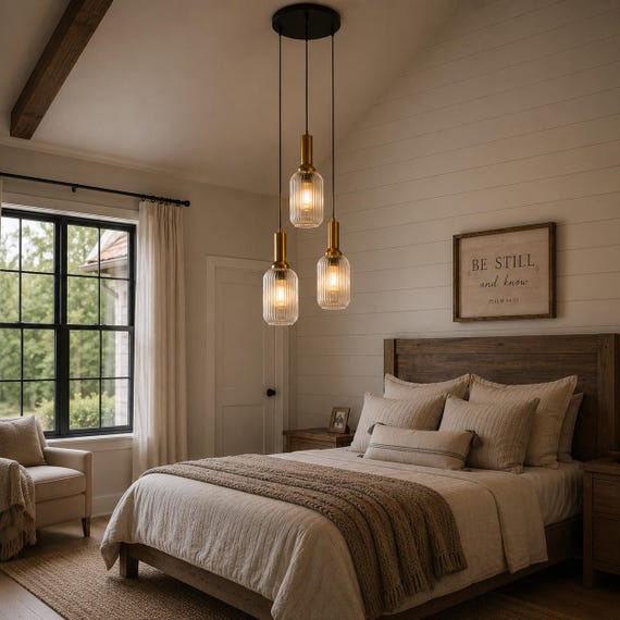 Clear Ribbed Glass Pendant Light: Modern Multi-Light Chandelier