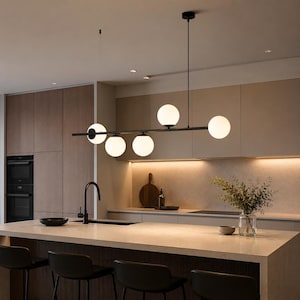 Minimalist Linear Pendant Light: Modern White Glass Hanging Lamp