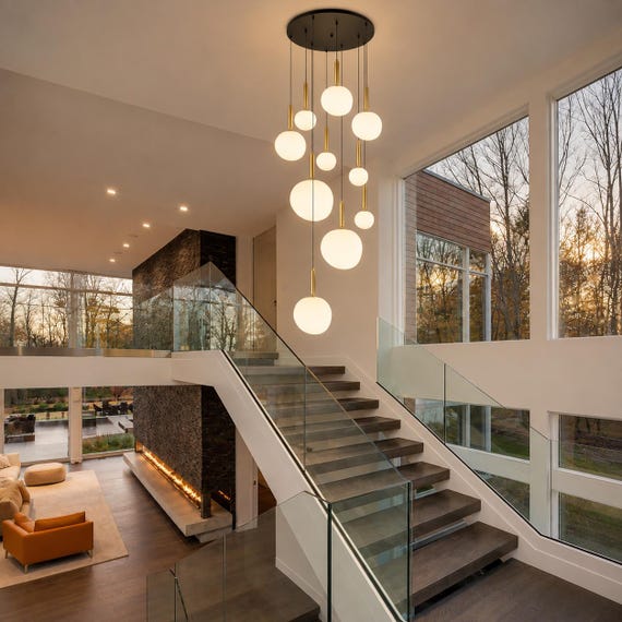 Asymmetrical Opal Glass Pebble Pendant Light: Modern Art Nouveau Chandelier