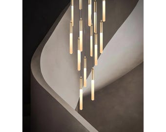 Customizable LED Multi Pendant Light: Modern Stairwell Chandelier