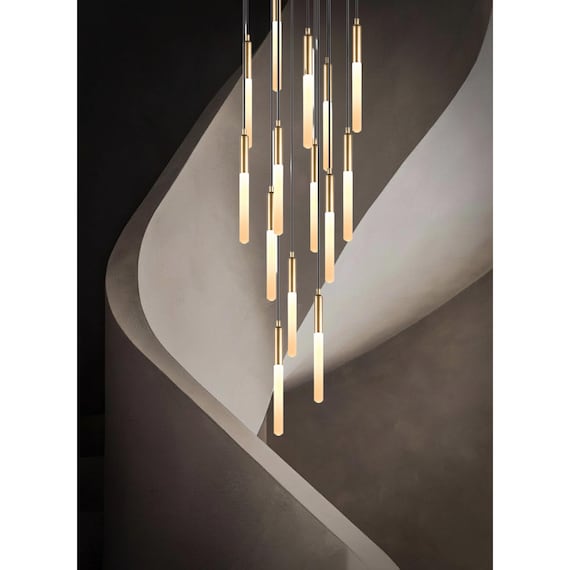 Customizable LED Multi Pendant Light: Modern Stairwell Chandelier