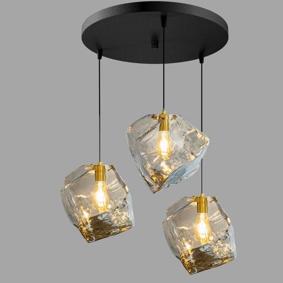 Smoked Glass Modern Chandelier for Entryway, Staircase Lighting Fixture, Custom Cluster Pendant Light, Luxury Foyer Ceiling Light