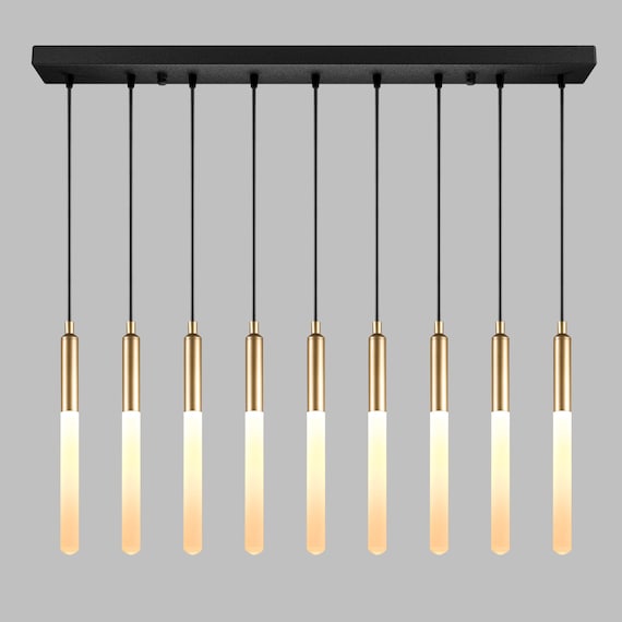 RECTANGULAR Canopy LED Tube Pendant Light: Modern Kitchen Island Chandelier