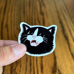 Growling Cat | Glossy Water resistant Vinyl sticker |  Cute for Laptop, Water Bottle, Cup or Scrapbook.