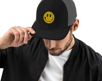 Happy Face Oar Smile Trucker Cap, Sombrero de remo, Regalo para remero, Regalo de entrenador de remo, Regalo de remo, Sombreros de equipo de remo