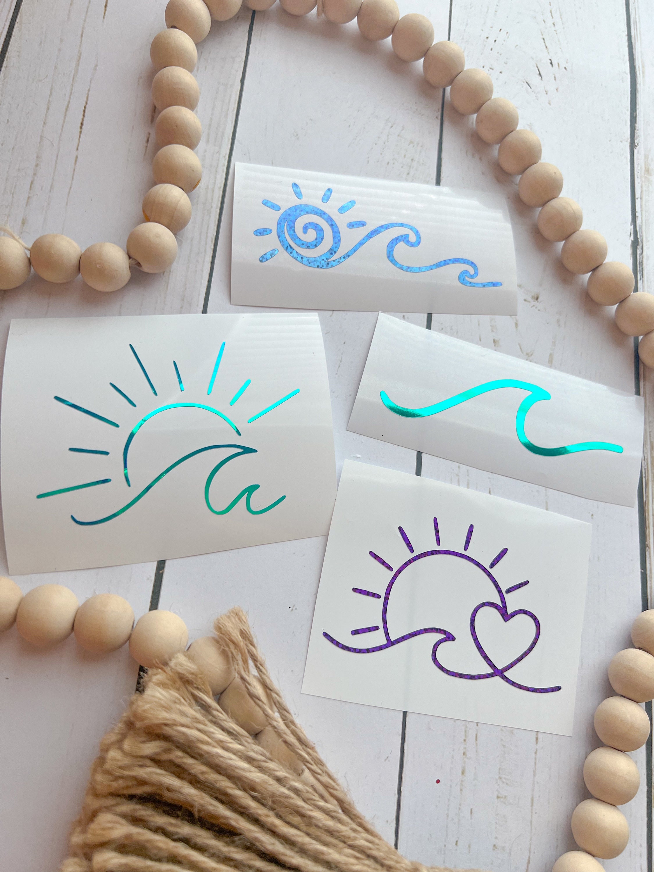 Ocean Decal, Wave and Sun Decal, Beach Wave Decal, Wave Sticker, Salty Decal, Salty Wave Decal, Sun Decal For Car, Beach Decal, Sea Decal