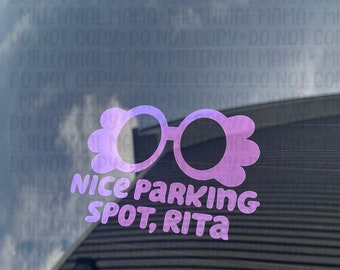 Nice Parking Spot Rita, Here Come The Grannies, Funny Decals For Women, Funny Car Decal, Mom Life Decal, Mom Decal, Blue Dog Car Decal