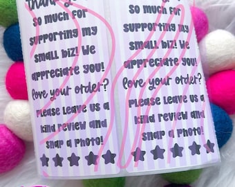 Thank You For Ordering Stickers, Small Business Thank You Sticker, Happy Mail Sticker, Small Business Label Stickers, Leave a Review Sticker