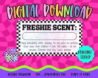 Descarga de etiquetas con aroma a cuadros Freshie, etiquetas con aroma a Freshie para coche, pegatinas con el nombre de Freshie, aroma a Freshie para coche, pegatinas para Freshie para coche