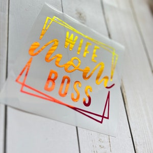 Wife Mom Boss Decal, Car Decals for Women, Mama Decal, Mom Decal, Mom Decal For Car, Mama Window Sticker, Mom Life Decal, Laptop Sticker