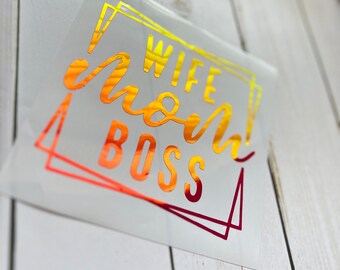 Wife Mom Boss Decal, Car Decals for Women, Mama Decal, Mom Decal, Mom Decal For Car, Mama Window Sticker, Mom Life Decal, Laptop Sticker