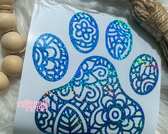 Mandala Paw Print, Dog Paw Sticker, Paw Print Decal, Dog Lover Decal, Pet Car Decal, Dog Paw, Paw Print Decal, Dog Mom Sticker, Dog Decal