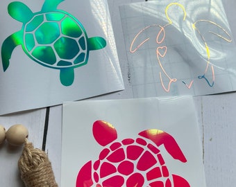 Holographic Sea Turtle Decal, Car Decal, Vinyl Decal, Holographic Decal, Iridescent Decal, Turtle Sticker, Car Decals For Women