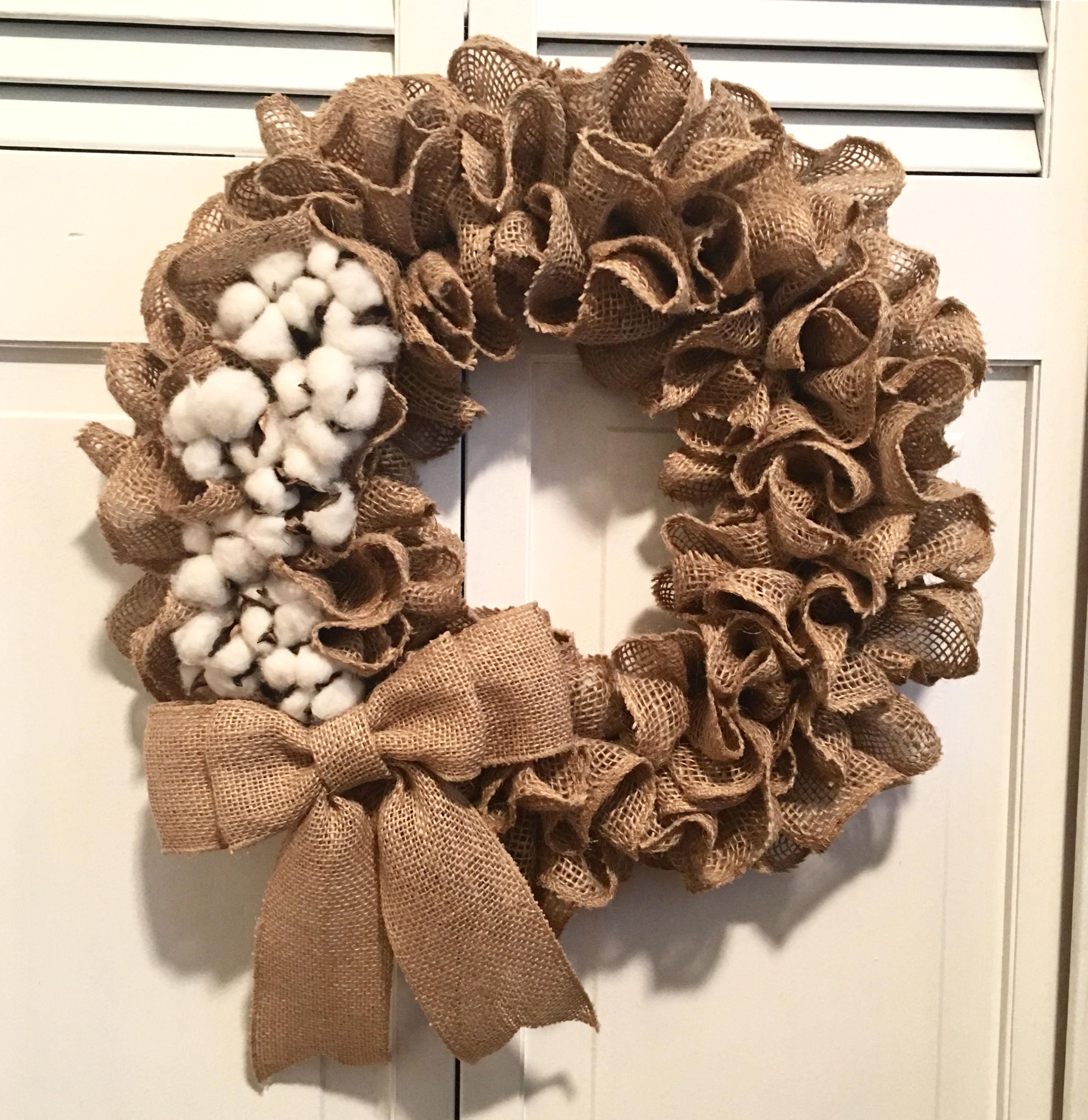 Charming Ruffled Burlap Wreath with Cotton Accents & Handmade Etsy