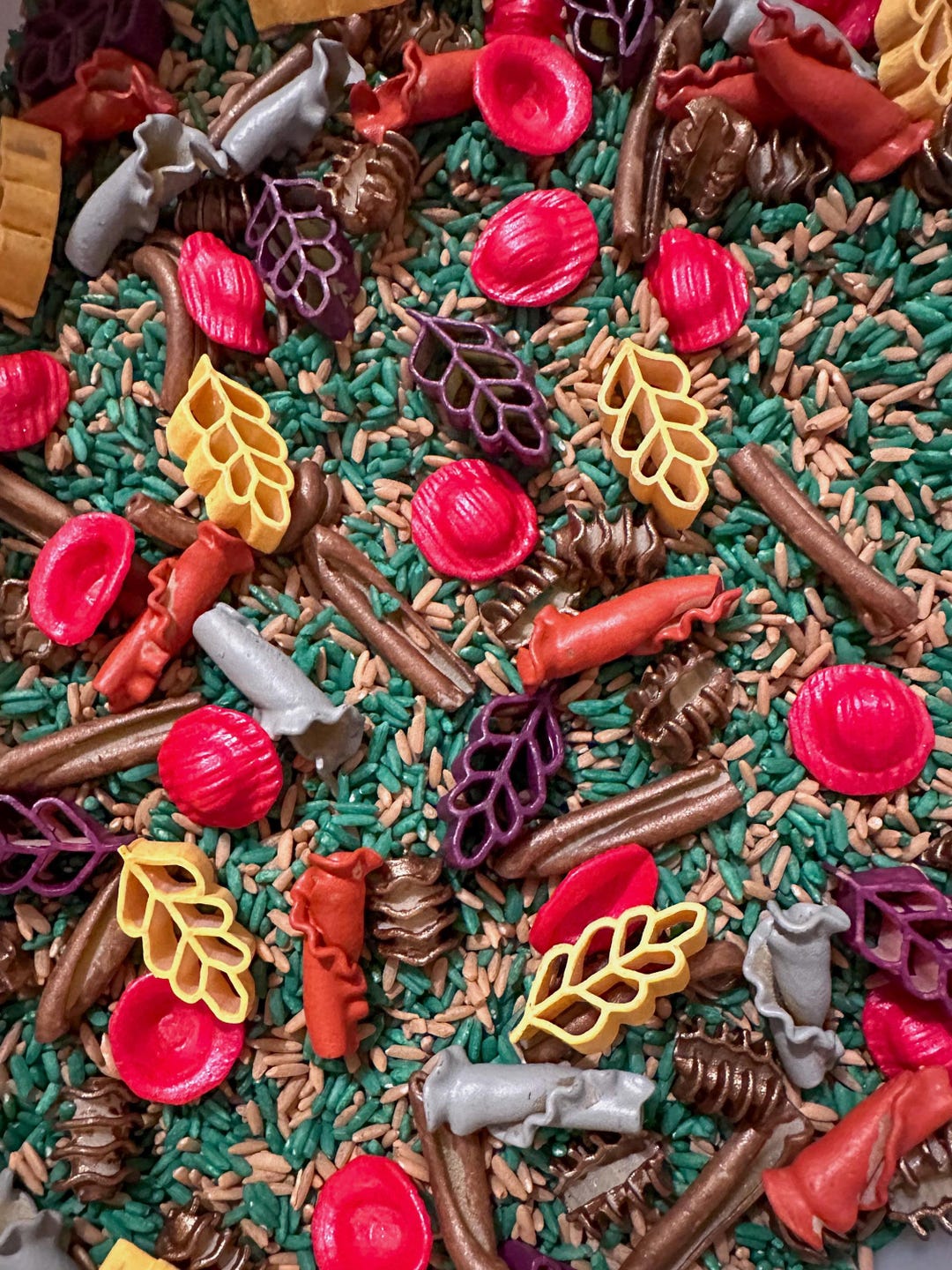 Woodland Sensory Bin, Fall Sensory Bin, Sensory Filler, Colored Rice