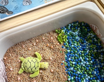 Turtle Beach Sensory Bin: Summer Ocean Play with Colored Pasta & Beans