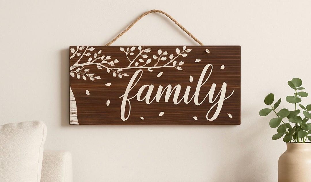 Rustic Family Tree Sign Rustic Family Tree Sign: Farmhouse Wreath Attachment, Wood Wall Decor ...