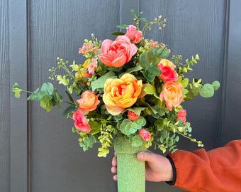 Summer Cemetery Flower Arrangement, Drop In, Spring Vase Refill, Urn Gravesite Decoration, Memorial Funeral Floral