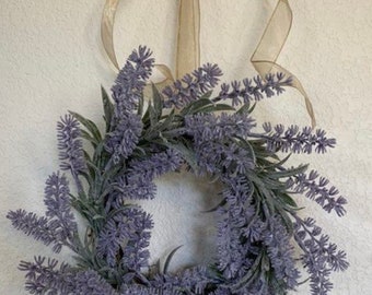 Mini Lavender Kitchen Wreath, Country Purple Cabinet Decor, Rustic Small Cabinet Wreath, Farmhouse Table Decor Arrangement