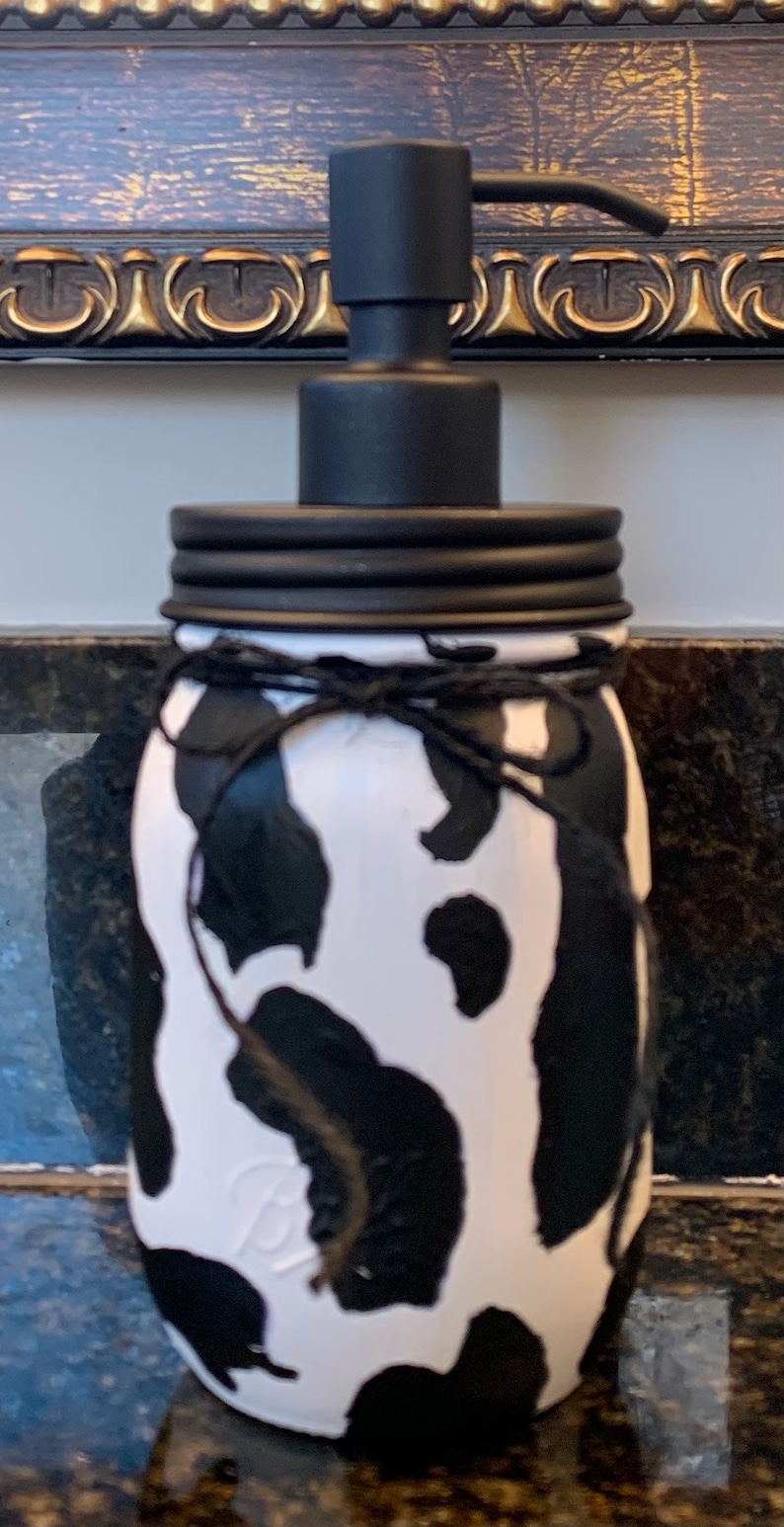 Cow Print Mason Jar Kitchen Set Rustic Country Cow Print Etsy