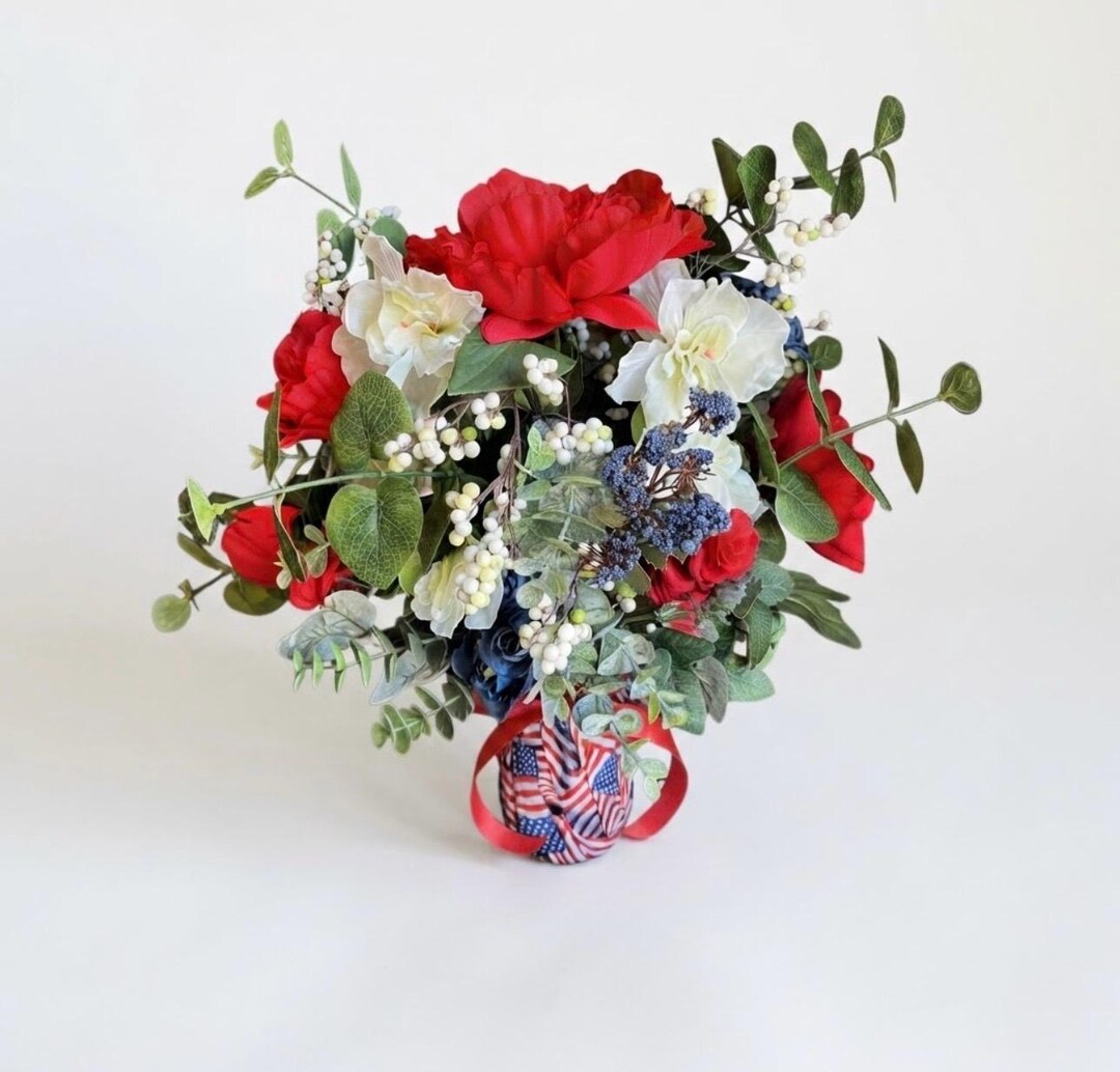 tricolore Blue RED White 花瓶 Cherished Memories - Red, White and