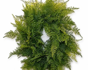 Green Fern Front Door Wreath, Year Around 28 Inch Greenery, Grass Wall Art Hanging, Country Modern Home Decor, Natural Gift Swag
