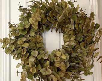 Eucalyptus Wreath for Front Door, Greenery Modern Farmhouse Wreath, Country Minimalist Wreath, Kitchen Wall Decor
