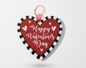 Heart Wreath Attachment Sign, Valentine Day Sign, Be Mine Glitter Wood Heart, Kitchen Pantry Door Art, Rustic Entryway Home Decor