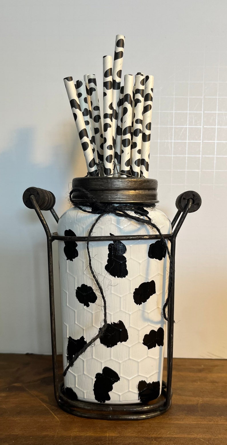 Cow Print Mason Jar Kitchen Set Rustic Country Cow Print Etsy