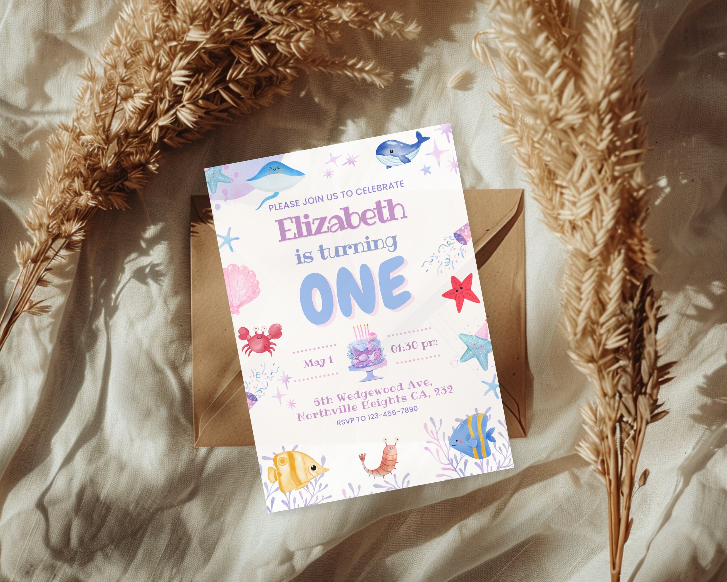 Printable Under the Sea Birthday Invitation, Editable Ocean Animals Party Invite Template, Under ...