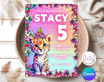 EDITABLE Girl Tiger Calling All Party Animals Birthday Invitation Wild Jungle Animal Zoo Safari Birthday Invite Digital, Instant Download