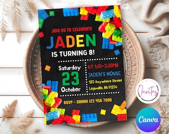 Invitación de cumpleaños imprimible, invitación de cumpleaños digital, invitación digital editable, invitación de cumpleaños infantil, descarga instantánea de Canva