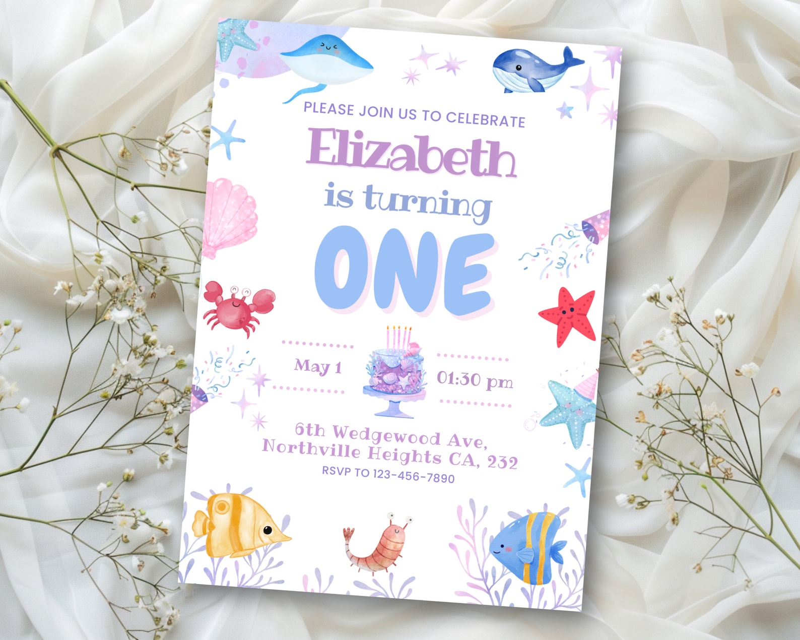 Printable Under the Sea Birthday Invitation, Editable Ocean Animals Party Invite Template, Under ...