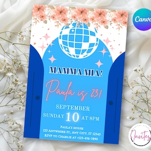 Mamma Mia, Greece, Party Digital Invitation Template, Mobile Invitation, e-invite Phone Invitations, printable, Canva Text Message Invites