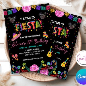 Fiesta Invitation | Mexican Fiesta Theme | Mexican Floral Birthday Invite | Print Or Text | Mexican Theme Invitation | Editable Invitation