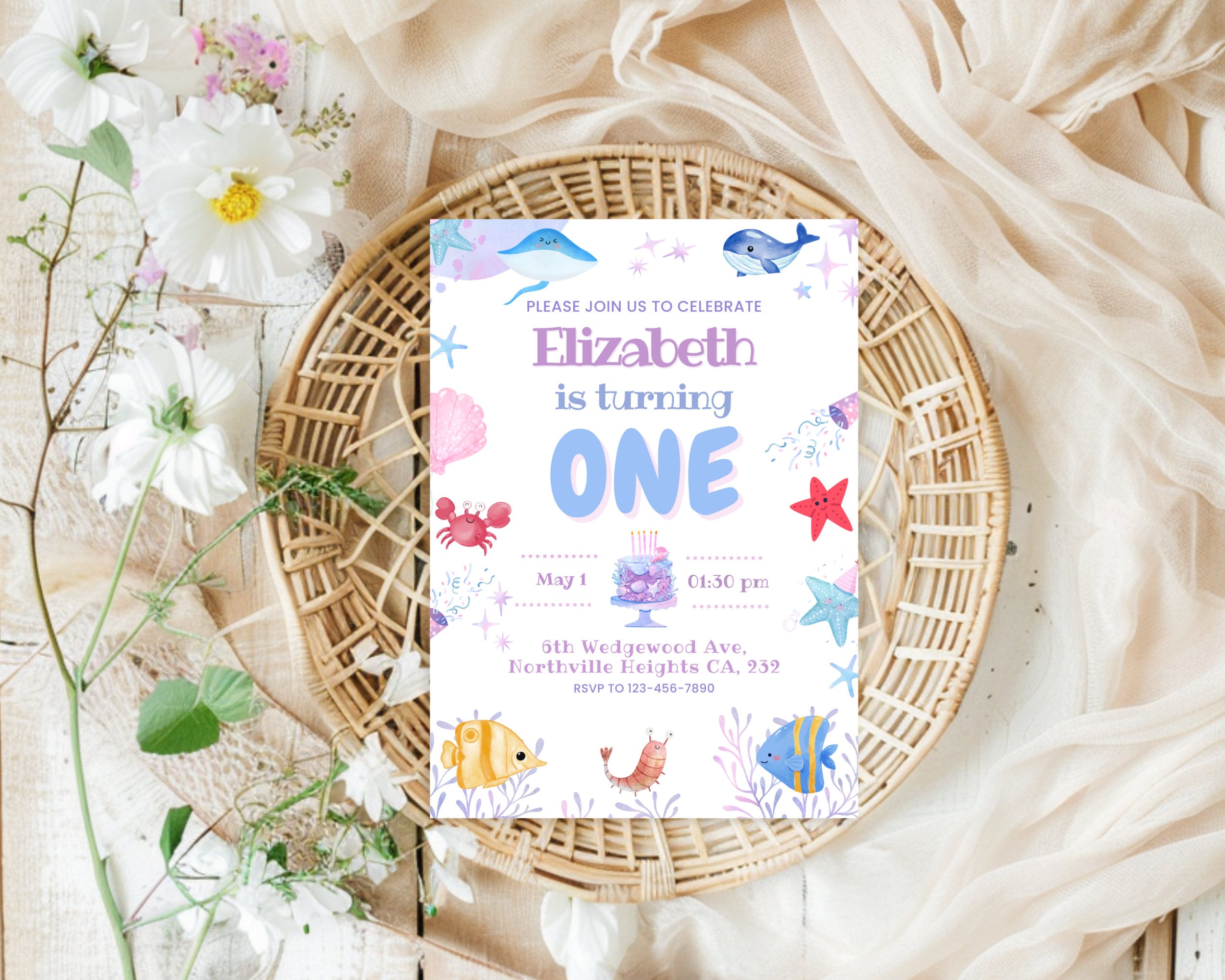Printable Under the Sea Birthday Invitation, Editable Ocean Animals ...