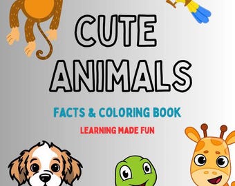 Cute Animals Facts and coloring book printable