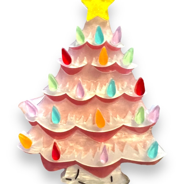 Pinkmas Tree Brooch by Lipstick & Chrome