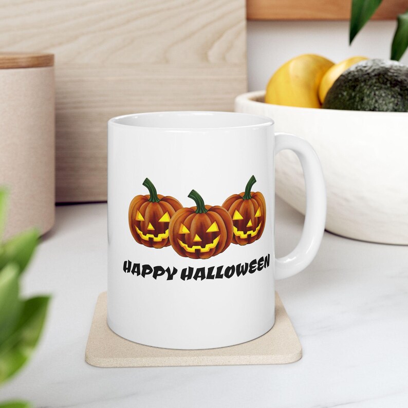 Mug Halloween Happy Halloween Avec Citrouilles - Vintage - Cadeau Fête D'Halloween