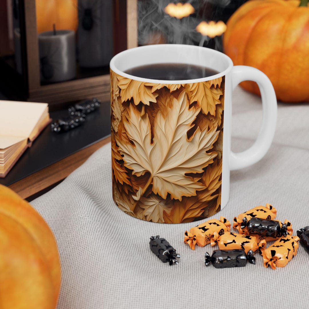 Mug Fall Color 3D Autumn Leaves Mug Fall Foliage Gift for Fall Season Lovers Ceramic ...