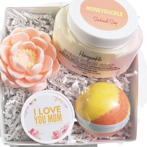 Personalized Gift Mother's Day Gift Mother Gift Mother's Day Ideas Bath Bomb gift set HONEYSUCKLE mothers day gift basket mom Spa Set Kit image 1