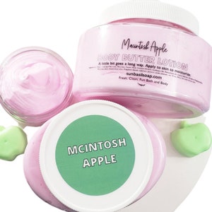 Macintosh Apple  Body Butter / Apple Scent / Hand Cream / Apple Whipped Body Cream / Natural Skincare / Fall Gift / Mcintosh