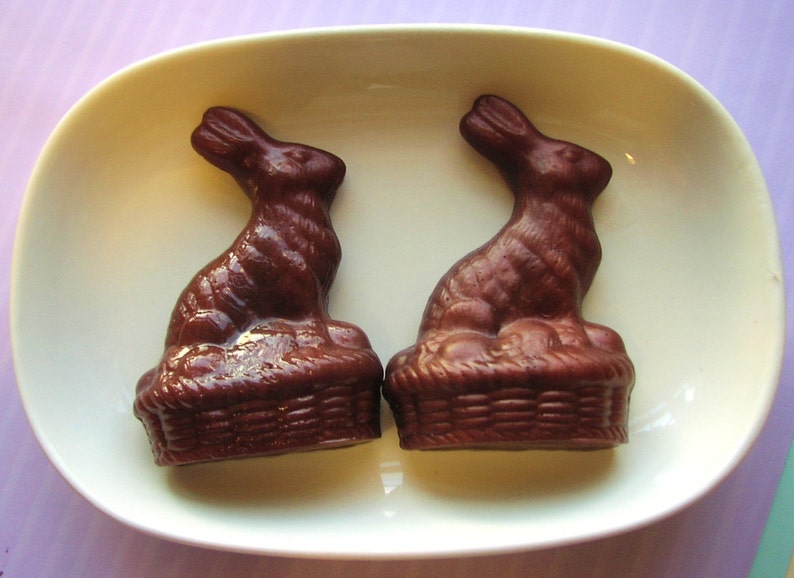 Chocolate Easter Bunny Soap Easter basket stuffer for kids Easter basket filler for adults Handmade soap at Sunbasilgarden Soap image 3