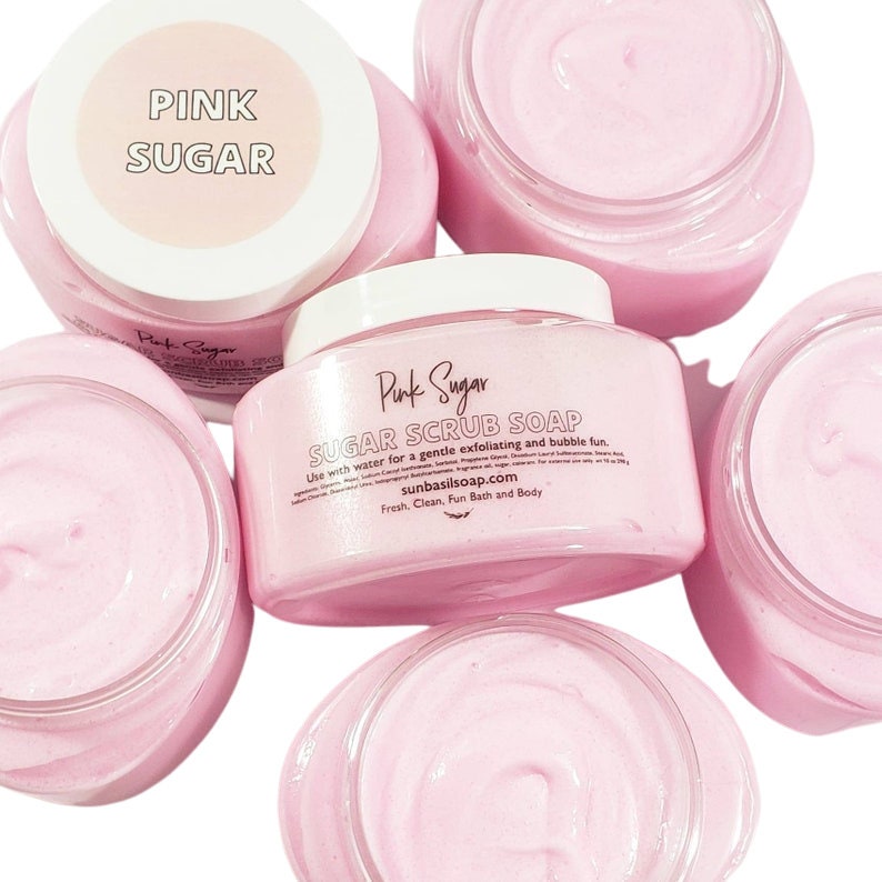 Pink Sugar Exfoliating Scrub / Body Scrub / Valentine Day Gift / Galentine Day / Teacher Valentine / Valentine Day / Gift for Her/ Foam Soap image 1