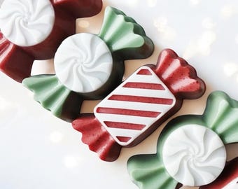 Christmas Candy Soap Gift Set, Peppermint Mistletoe Scent