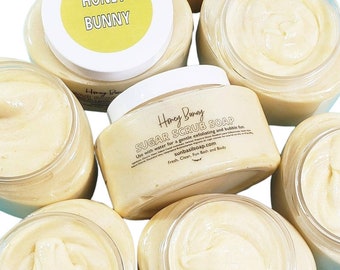 Honey Bunny Sugar Body Scrub / Foaming Sugar Scrub / Warm  Calming Comforting Nurturing Scent / Everyday Skincare for Women