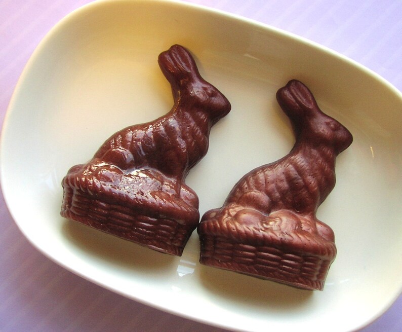 Chocolate Easter Bunny Soap Easter basket stuffer for kids Easter basket filler for adults Handmade soap at Sunbasilgarden Soap image 2