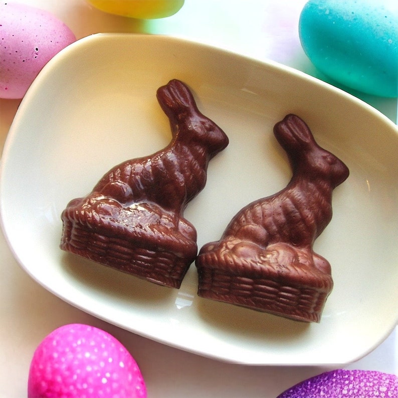 Chocolate Easter Bunny Soap Easter basket stuffer for kids Easter basket filler for adults Handmade soap at Sunbasilgarden Soap image 1