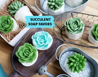 Baby Shower Favors / Succulent Soap Favors / Handmade Soaps / Personalized Favor / Succulent Baby Shower / Cactus / Unique